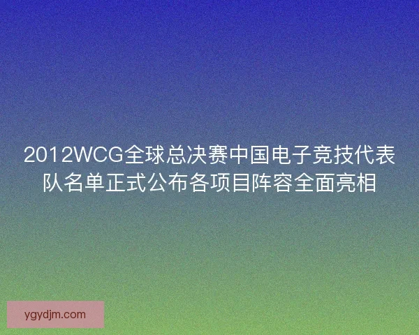 2012WCG全球总决赛中国电子竞技代表队名单正式公布各项目阵容全面亮相